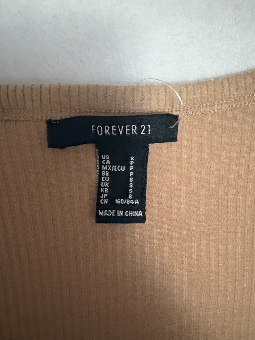 Forever 21 Tan Ribbed Button-Front Cropped Top - Picture 2 of 3